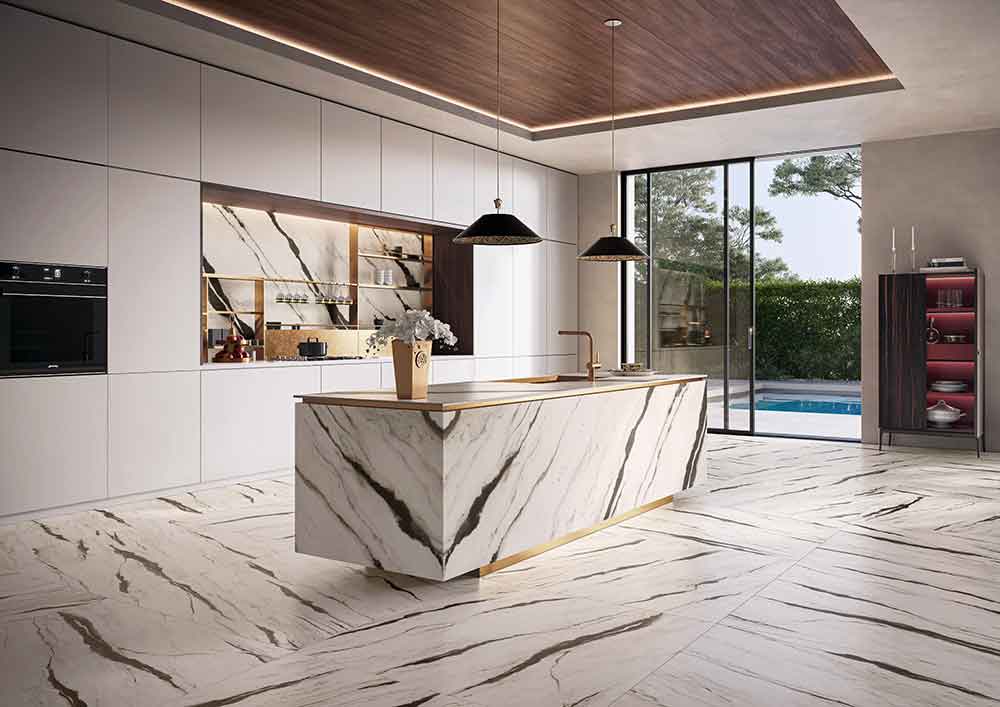 Glacier White FORTE Porcelain countertops by Francini