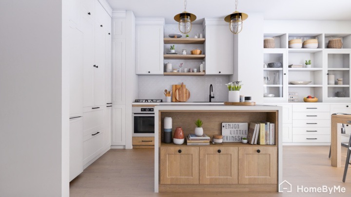A realistic images made on HomeByMe of a modern industrial kitchen