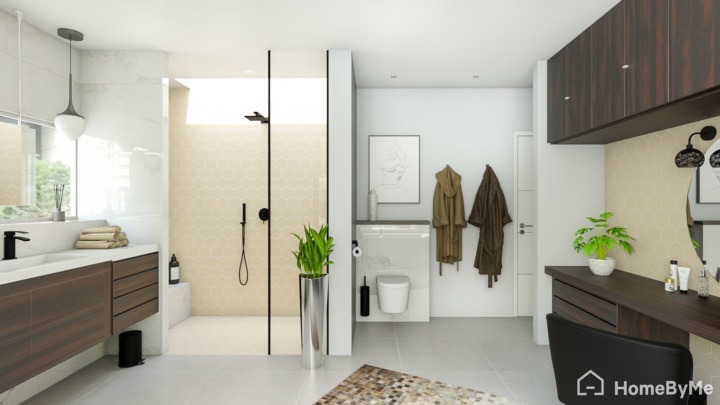 A realistic images made on HomeByMe of a modern bathroom