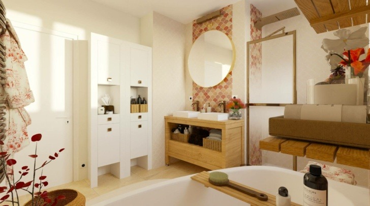White and pink bathroom