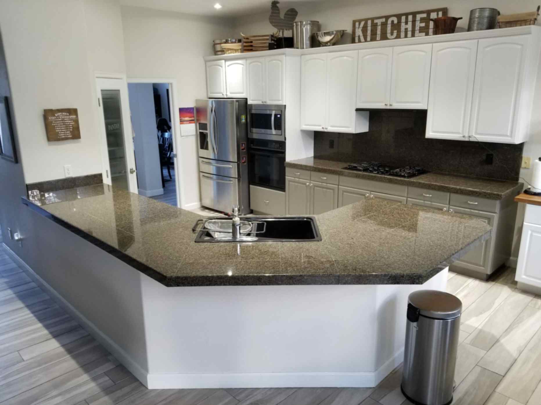 Gorgeous Arabascoto Porcelain Stone Kitchen Remodel