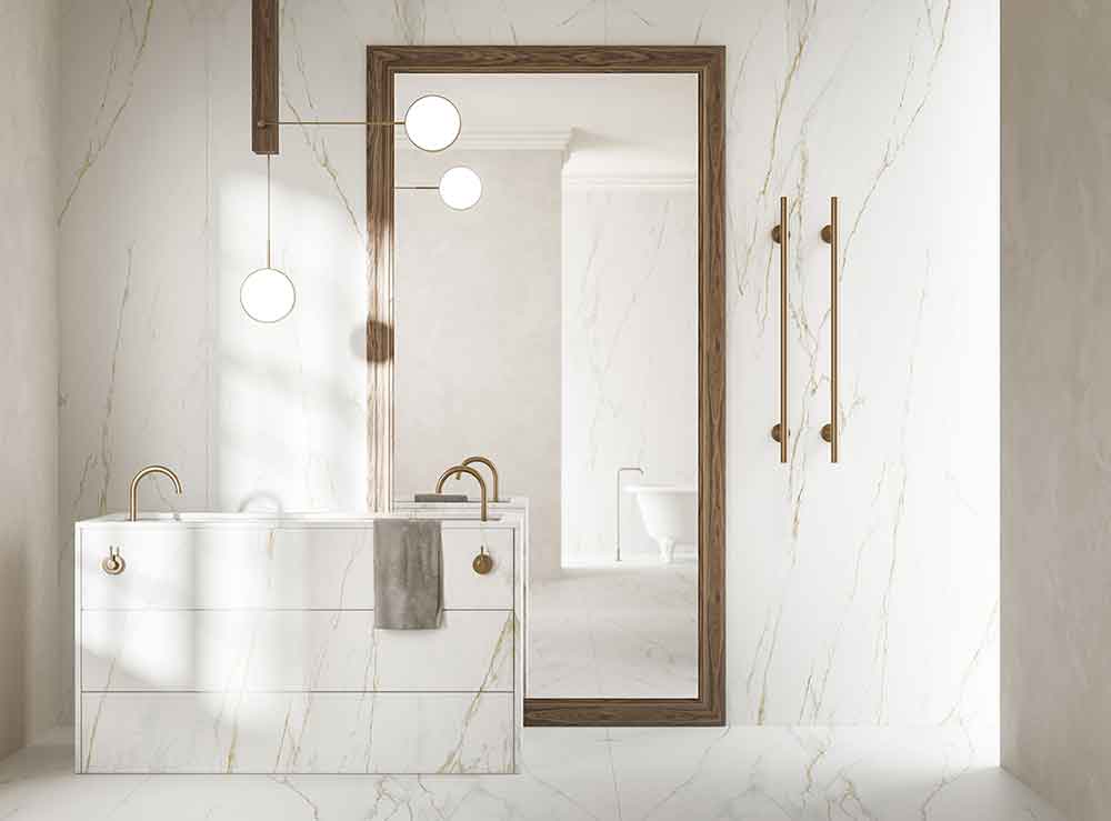 Statuario Dorato FORTE Porcelain countertops by Francini