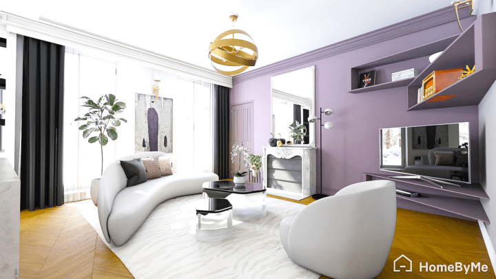 A realistic images made on HomeByMe of hollywood glam/hollywood regency living-room