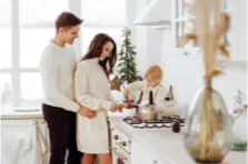 A young couple in a kitchen