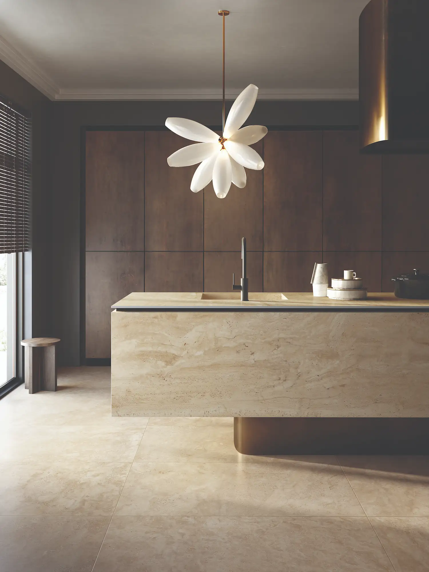 Travertino Navona FORTE Porcelain countertops by Francini